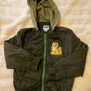 Kenzo Olive and Black Hooded Jacket